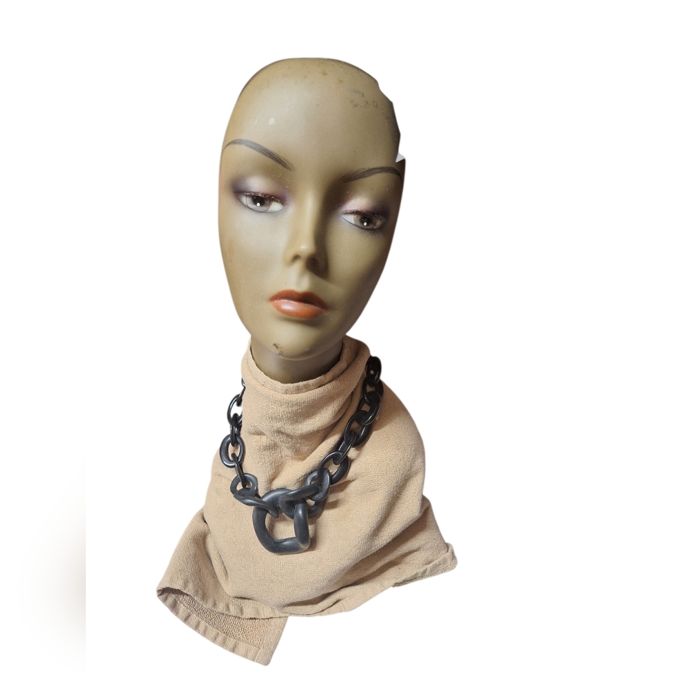 14th & Union Black Chunky Plastic Chain Style Necklace Modern Gothic Matte Slick